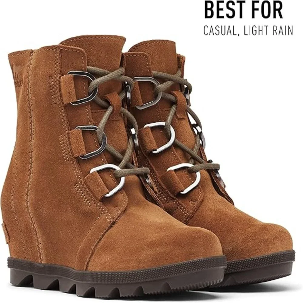 SOREL Kid's Joan of Arctic II Wedge Boot Suede Leather in Camel Tan Size 4
